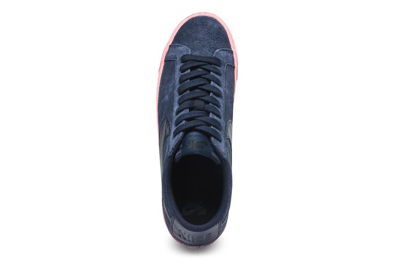 Nike SB Blazer Low "Obsidian/Bubblegum" release date price info colorway sneaker available now Navy/Pink