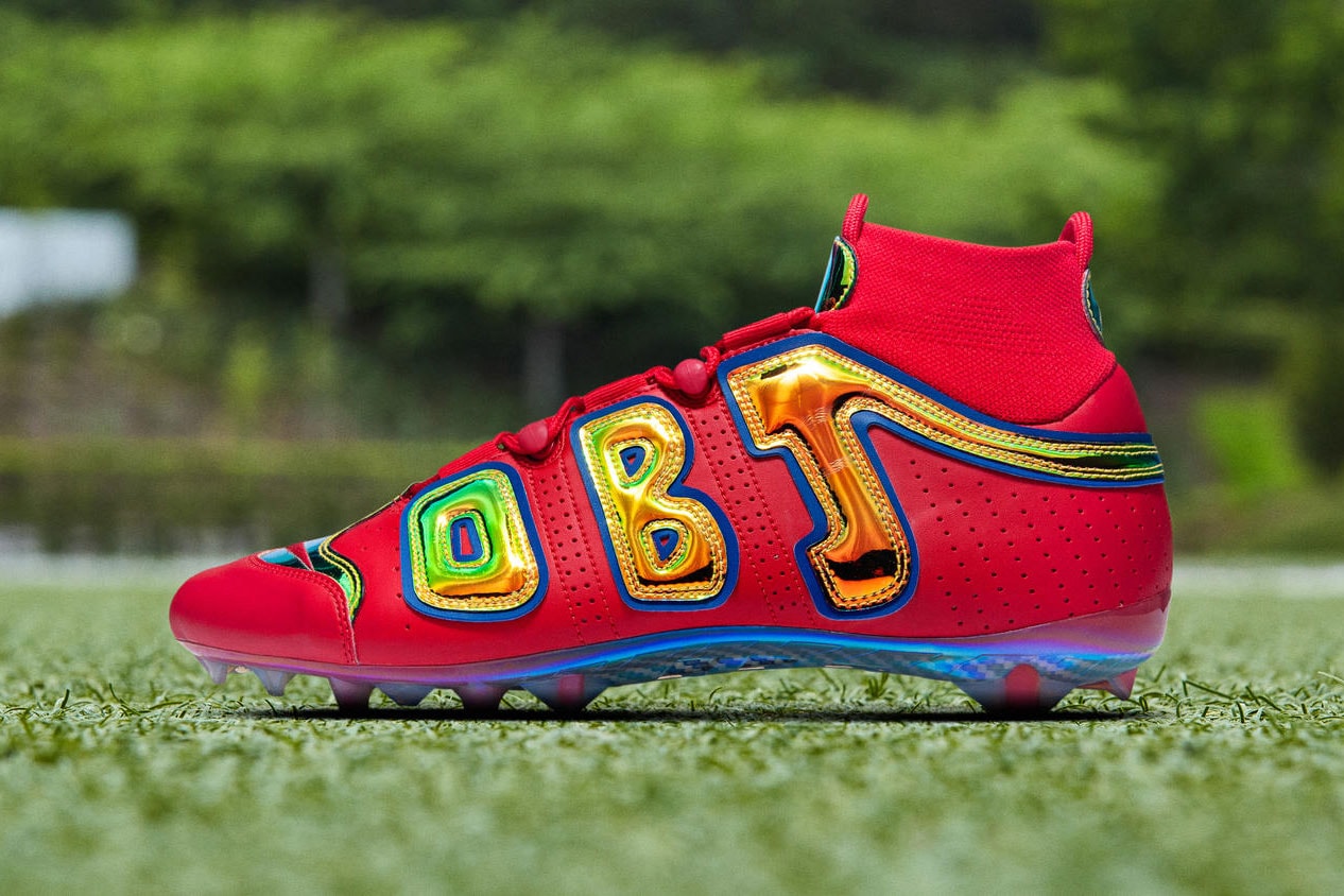 Nike Odell Beckham Jr. Bright Lights Cleat OBJ Football NFL sportsMore Uptempo sports cleats Carbon footwear 