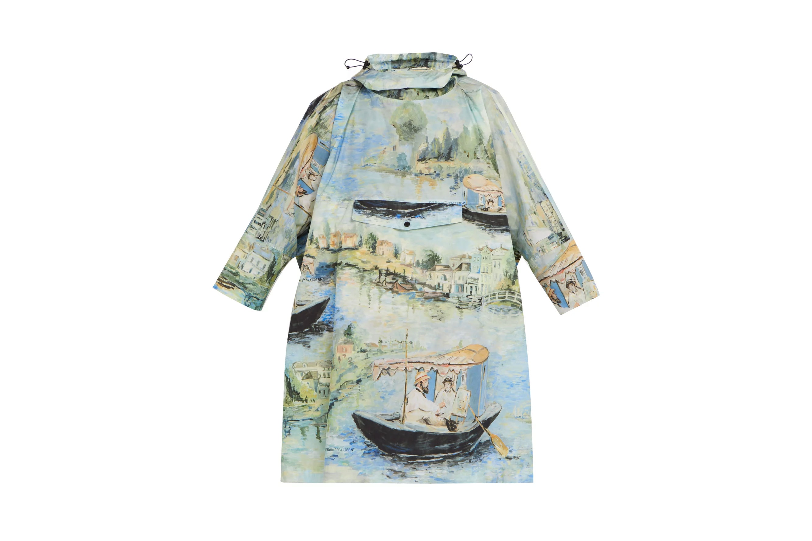 Off-White™ Édouard Manet Painting Outerwear Resort 2019 Printed packable hood poncho Lake print panelled parka