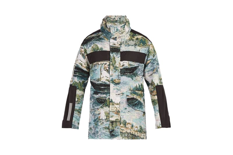 Off-White™ Édouard Manet Painting Outerwear Resort 2019 Printed packable hood poncho Lake print panelled parka