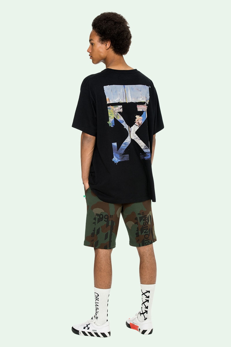 Off-White™ Spring Summer 2019 Pre Order Collection raincoat windbreaker anorak varsity jacket puffer field jacket denim vest knitwear sweatshirt hoodie cargo sweatpants t shirt long short sleeve shorts underwear swimsuit sneakers slide bags backpack pouch wallet belt cap case socks scarf mask keychain towel