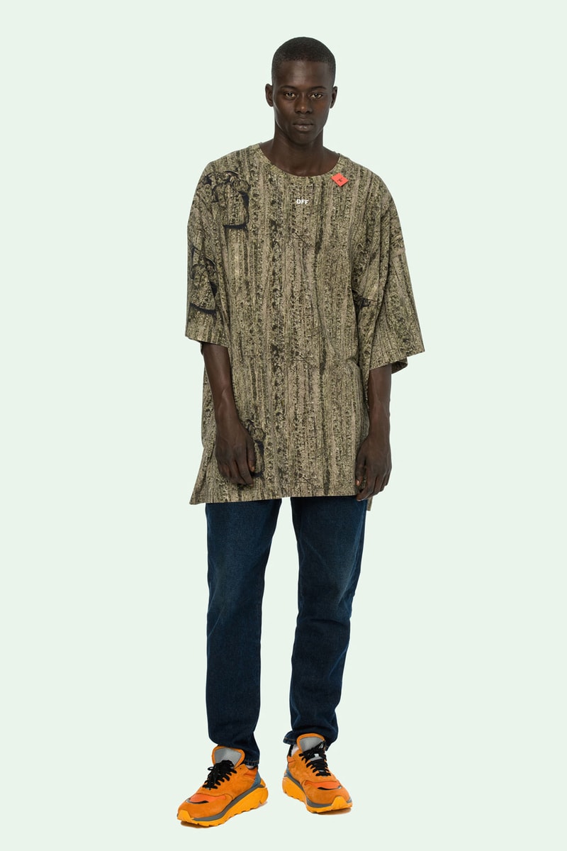 Off-White™ Spring Summer 2019 Pre Order Collection raincoat windbreaker anorak varsity jacket puffer field jacket denim vest knitwear sweatshirt hoodie cargo sweatpants t shirt long short sleeve shorts underwear swimsuit sneakers slide bags backpack pouch wallet belt cap case socks scarf mask keychain towel