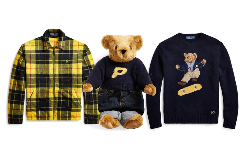 Palace x polo Ralph Lauren Retail Price List collection collaboration polo bear sweatshirt resell teddy bear fleece jacket cap skate deck t shirt pajama shirt pants chinos button down