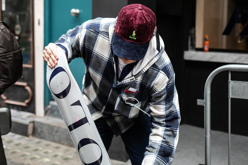 Palace Skateboards x Polo Ralph Lauren London Streetsnaps Fashion Clothing Street-Style Collab Collaboration Closer Look Bear Kickflip Puffa Jacket Corduroy Deck Skatijg