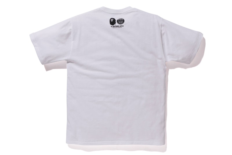 bape psg paris saint germain capsule collection collaboration white ape head tee shirt logo