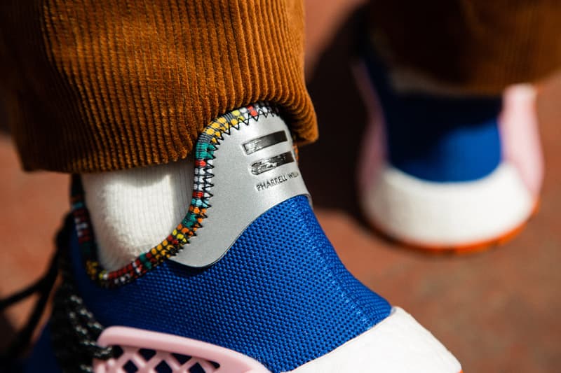 Pharrell x adidas u NMD SOLARHU Pack On foot blue yellow black orange pink white green red