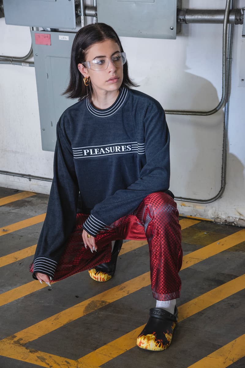 PLEASURES Holiday 2018 Artificial Romance Collection Lookbook Alex James Jacket Hoodie Sweater T shirt pants 