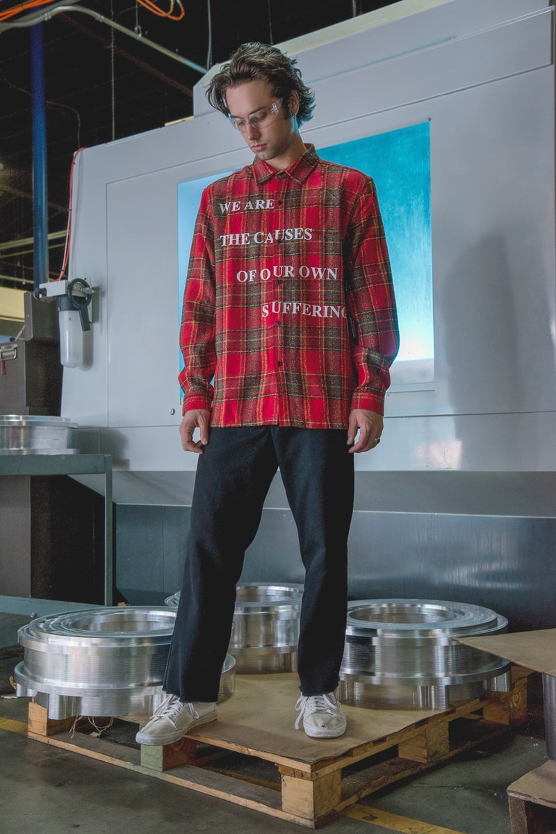 PLEASURES Holiday 2018 Artificial Romance Collection Lookbook Alex James Jacket Hoodie Sweater T shirt pants 