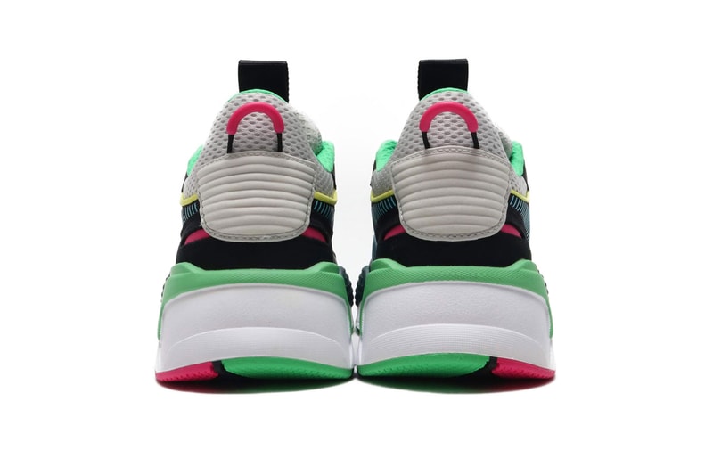Puma RS-X Toys Black Colorway Sneaker Details Shoes Trainers Kicks Sneakers Footwear Cop Purchase Buy Available Online Now teal pink white grey gray blue green