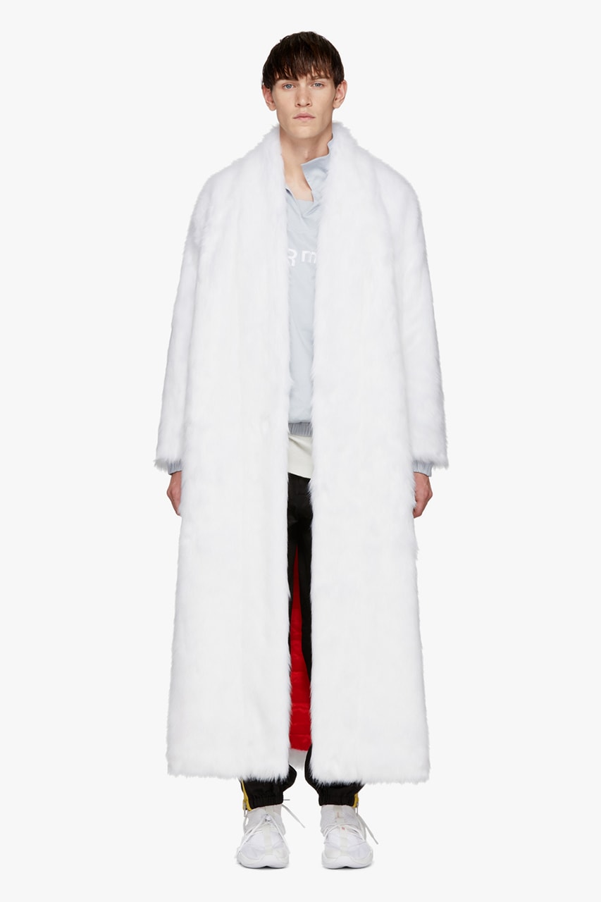 Reebok by Pyer Moss SSENSE Exclusive White Faux Fur Coat Jacket Details Fashion Clothing