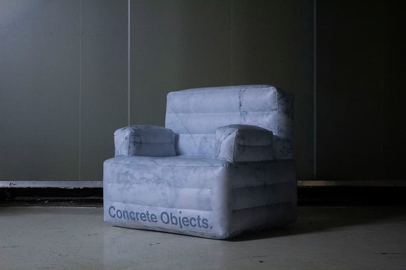 Samuel Ross Concrete Objects Inflatable Furniture Sculpture Collection Preview Design Jobe Burns Statue Figure Chair Design