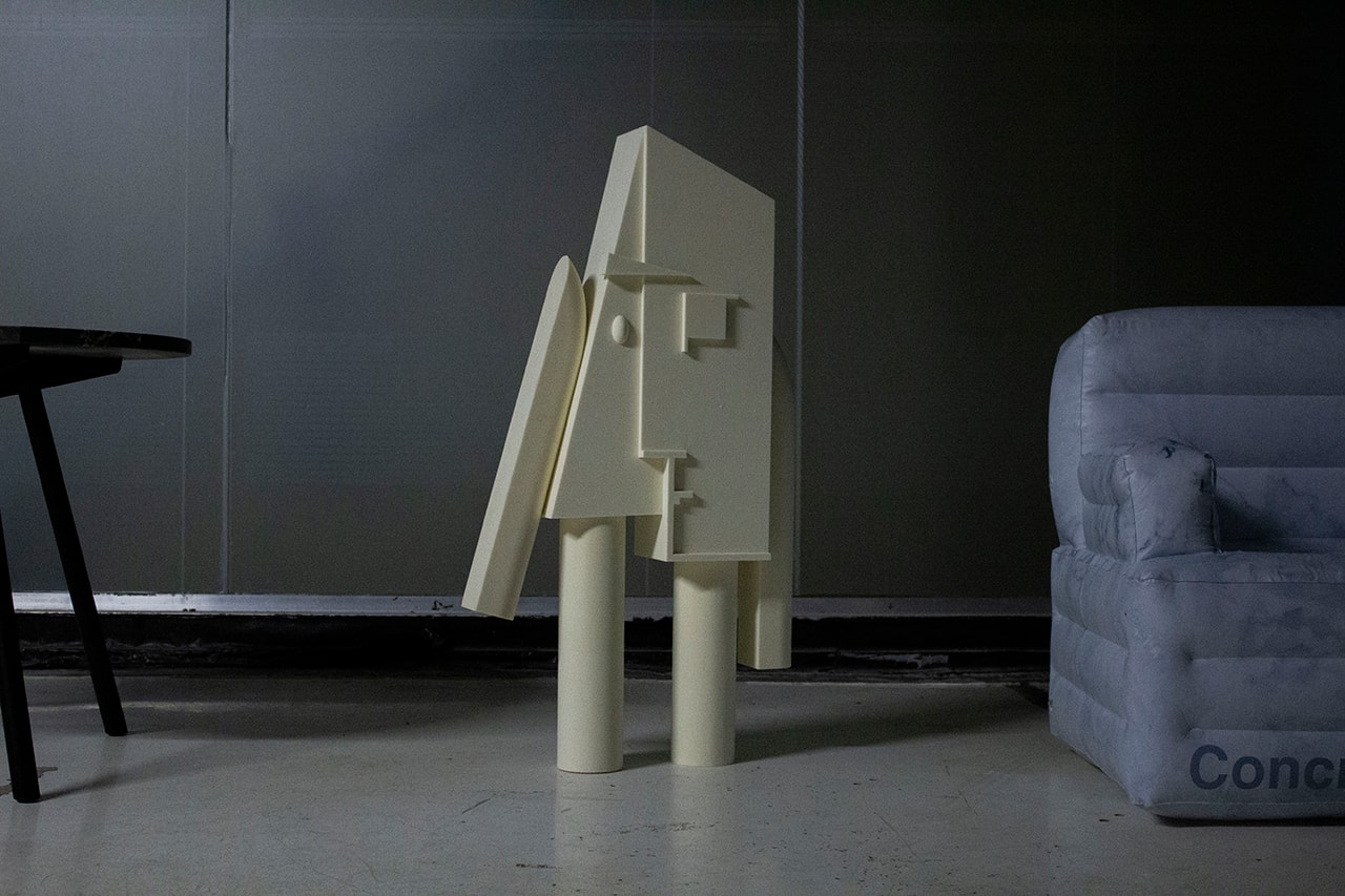 Samuel Ross Concrete Objects Inflatable Furniture Sculpture Collection Preview Design Jobe Burns Statue Figure Chair Design