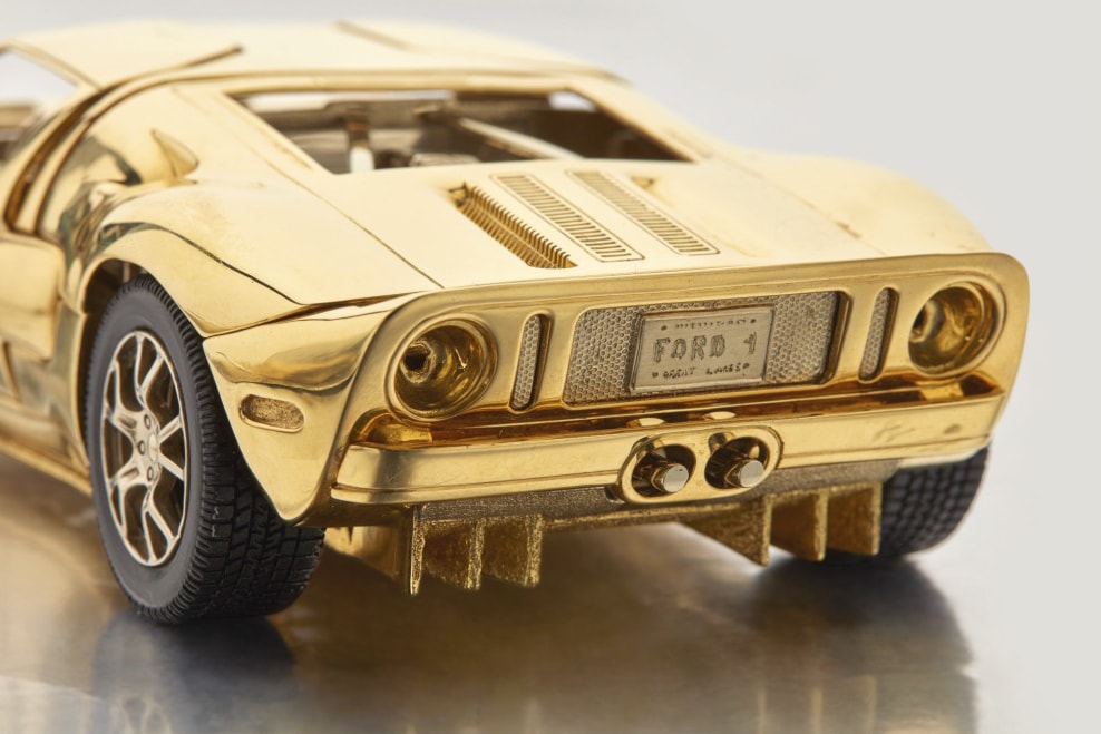 Sotheby's 18-Karat Gold 1/25 Scale Ford GT Model Auctions cars sports card manufacturing Henry Ford