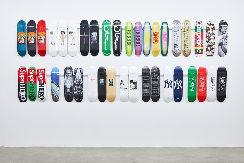 supreme skateboard deck inferno exhibition jason vass gallery stockx sothebys collection complete entire every print graphic exclusive archive collection december 2 15 2018