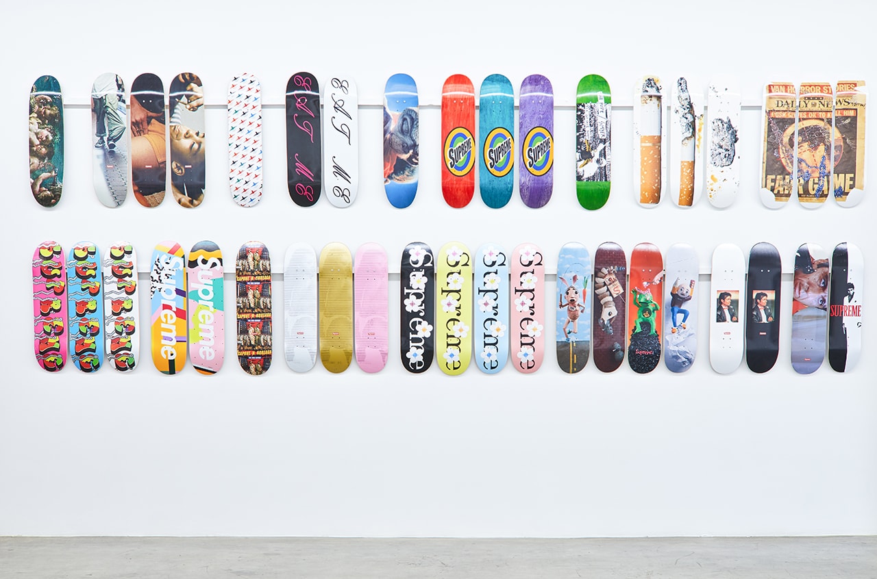 supreme skateboard deck inferno exhibition jason vass gallery stockx sothebys collection complete entire every print graphic exclusive archive collection december 2 15 2018