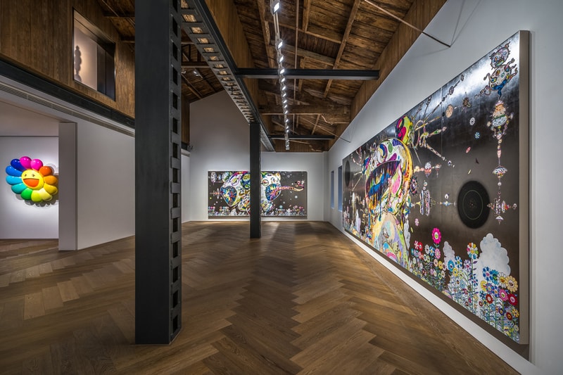takashi murakami in wonderland perrotin shanghai exhibition artworks paintings sculptures installations