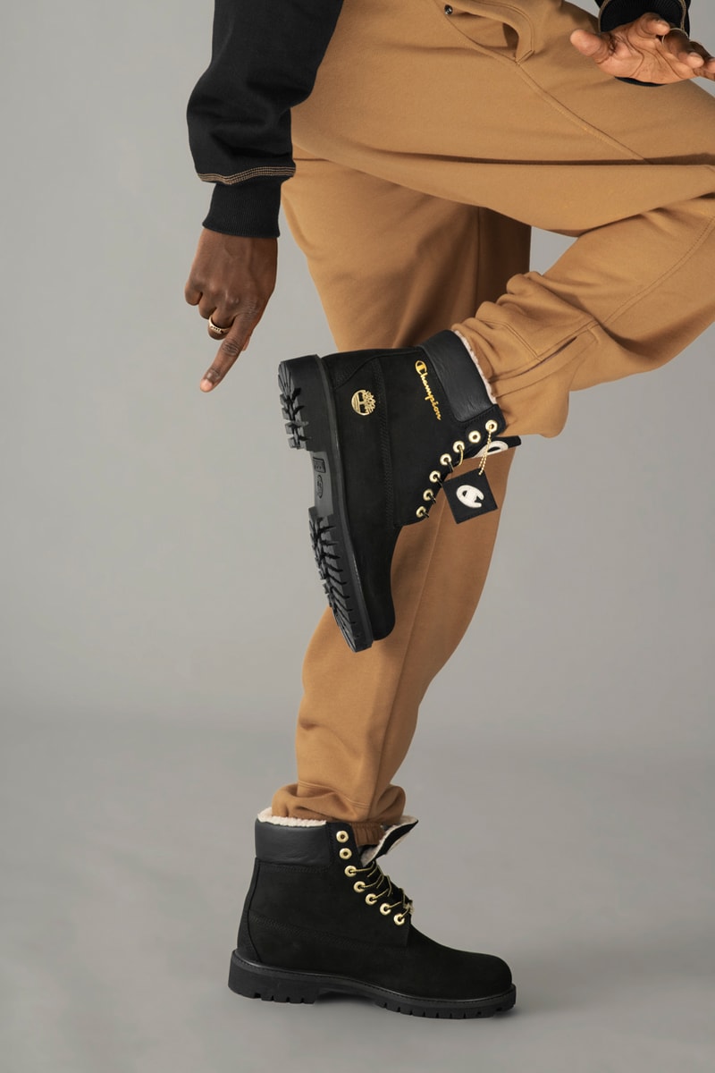 Champion x Timberland "Luxe Pack" 6-Inch Boot sport pack collaboration collection hoodie logo t shirt colorway release date footlocker 