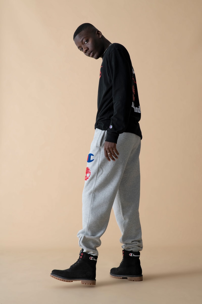 Champion x Timberland "Luxe Pack" 6-Inch Boot sport pack collaboration collection hoodie logo t shirt colorway release date footlocker 