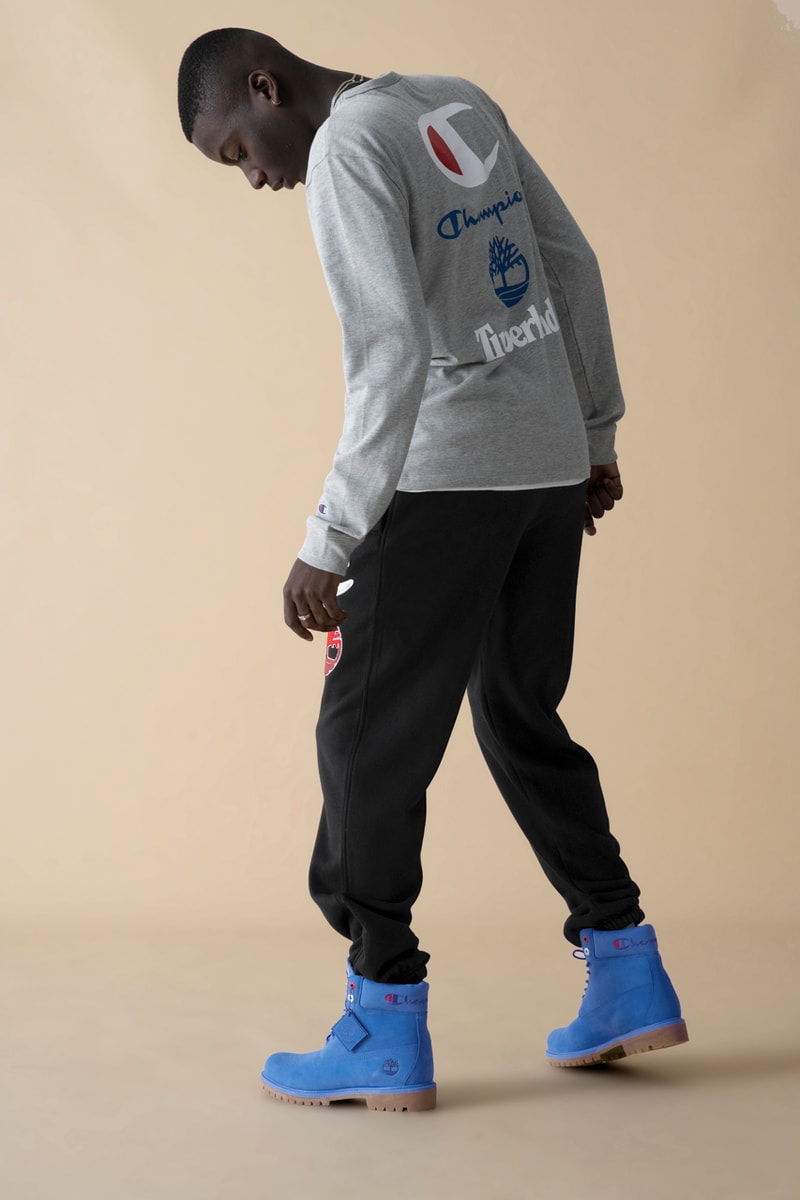 Champion x Timberland "Luxe Pack" 6-Inch Boot sport pack collaboration collection hoodie logo t shirt colorway release date footlocker 