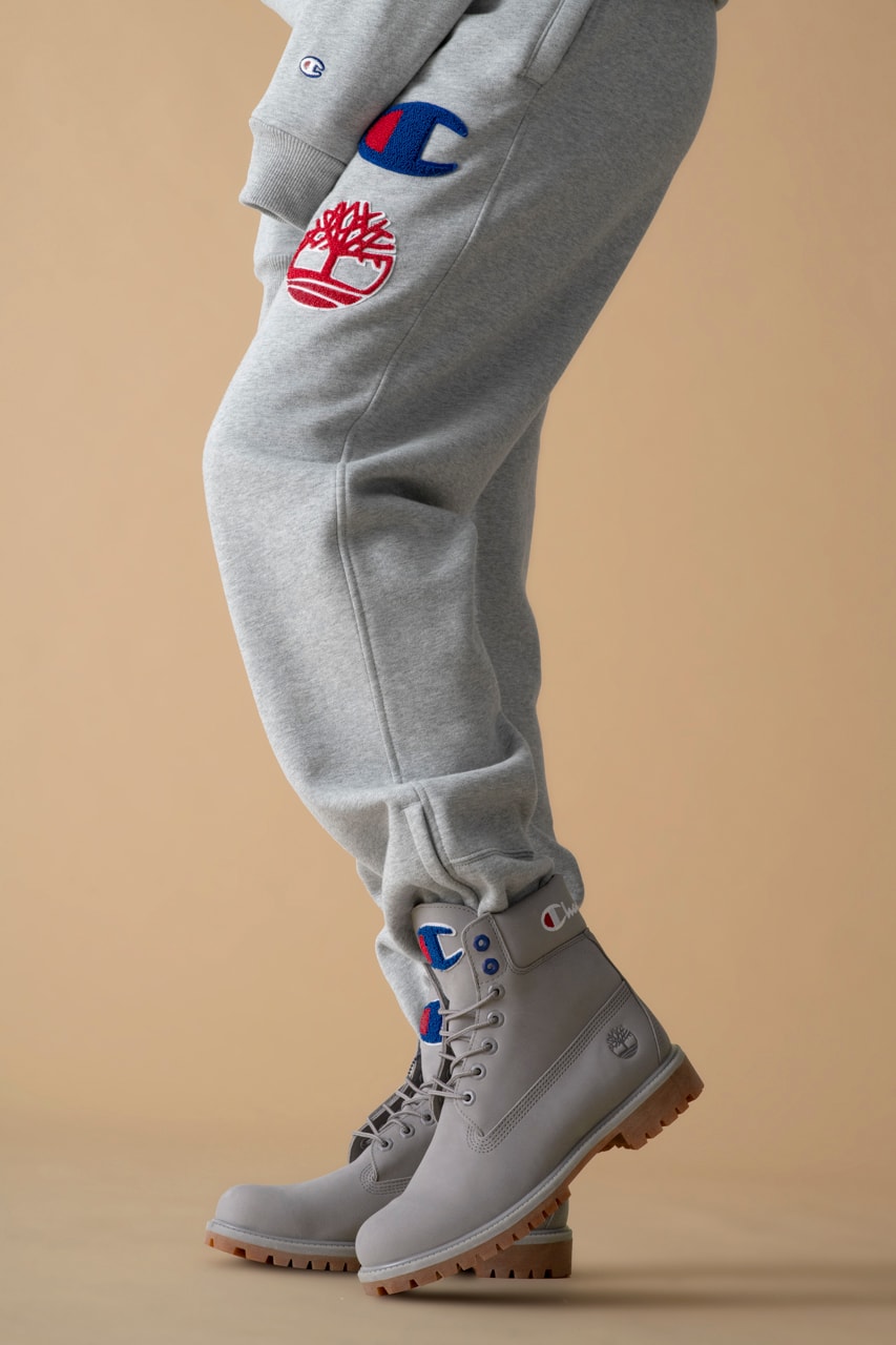 Champion x Timberland "Luxe Pack" 6-Inch Boot sport pack collaboration collection hoodie logo t shirt colorway release date footlocker 