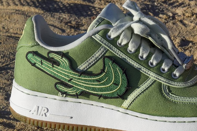 travis scott air force 1 cactus jack sneaker custom white green patch bespoke handmade logo outsole