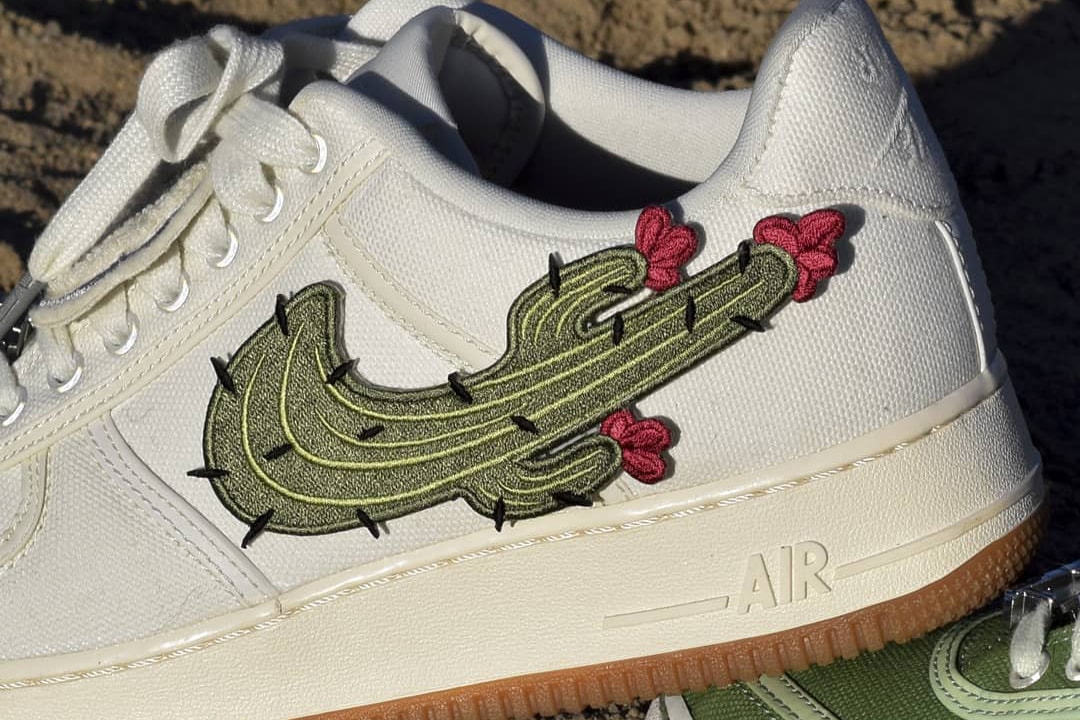 travis scott air force 1 cactus jack sneaker custom white green patch bespoke handmade logo outsole