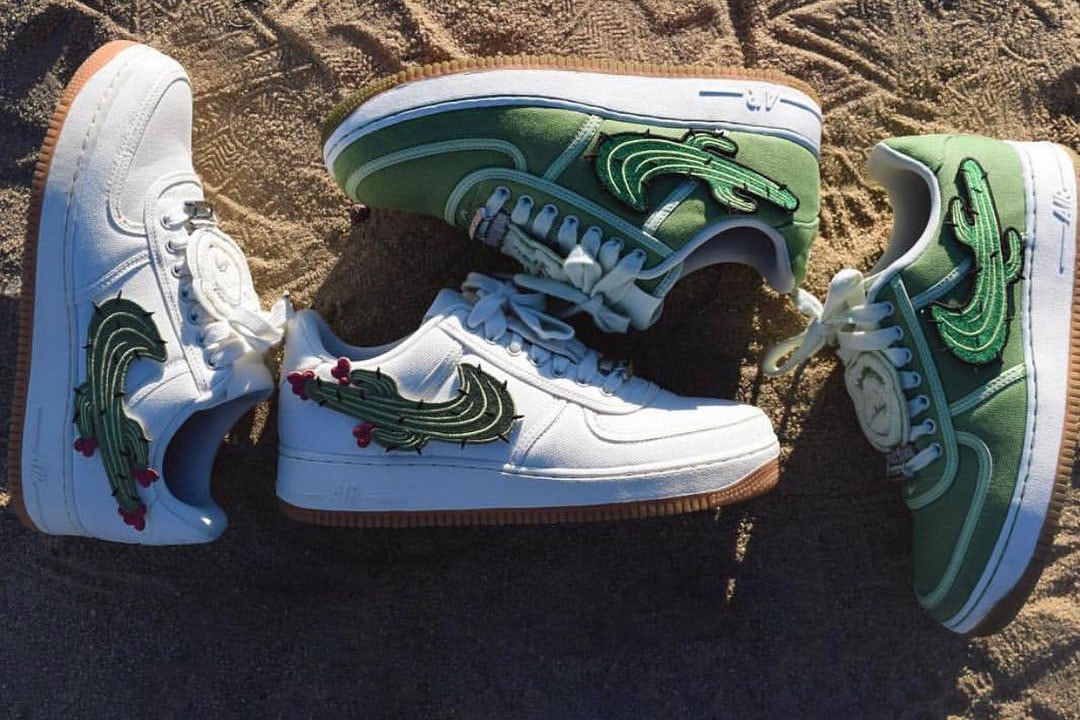 travis scott air force 1 cactus jack sneaker custom white green patch bespoke handmade logo outsole
