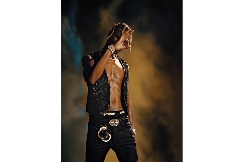  Travis Scott 'L'Officiel hommes Italia' cover story Interview supreme saint laurent chrome hearts palm angels prada louis vuitton raf simons photo shoot stylist 