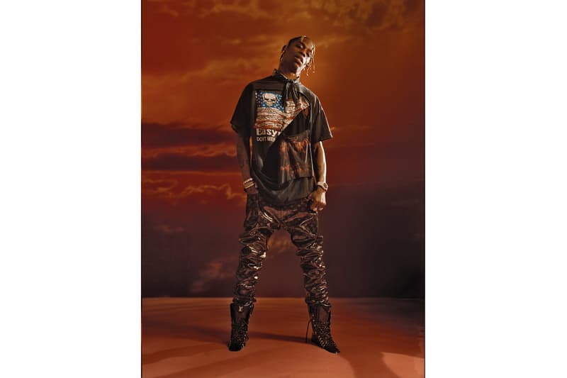  Travis Scott 'L'Officiel hommes Italia' cover story Interview supreme saint laurent chrome hearts palm angels prada louis vuitton raf simons photo shoot stylist 