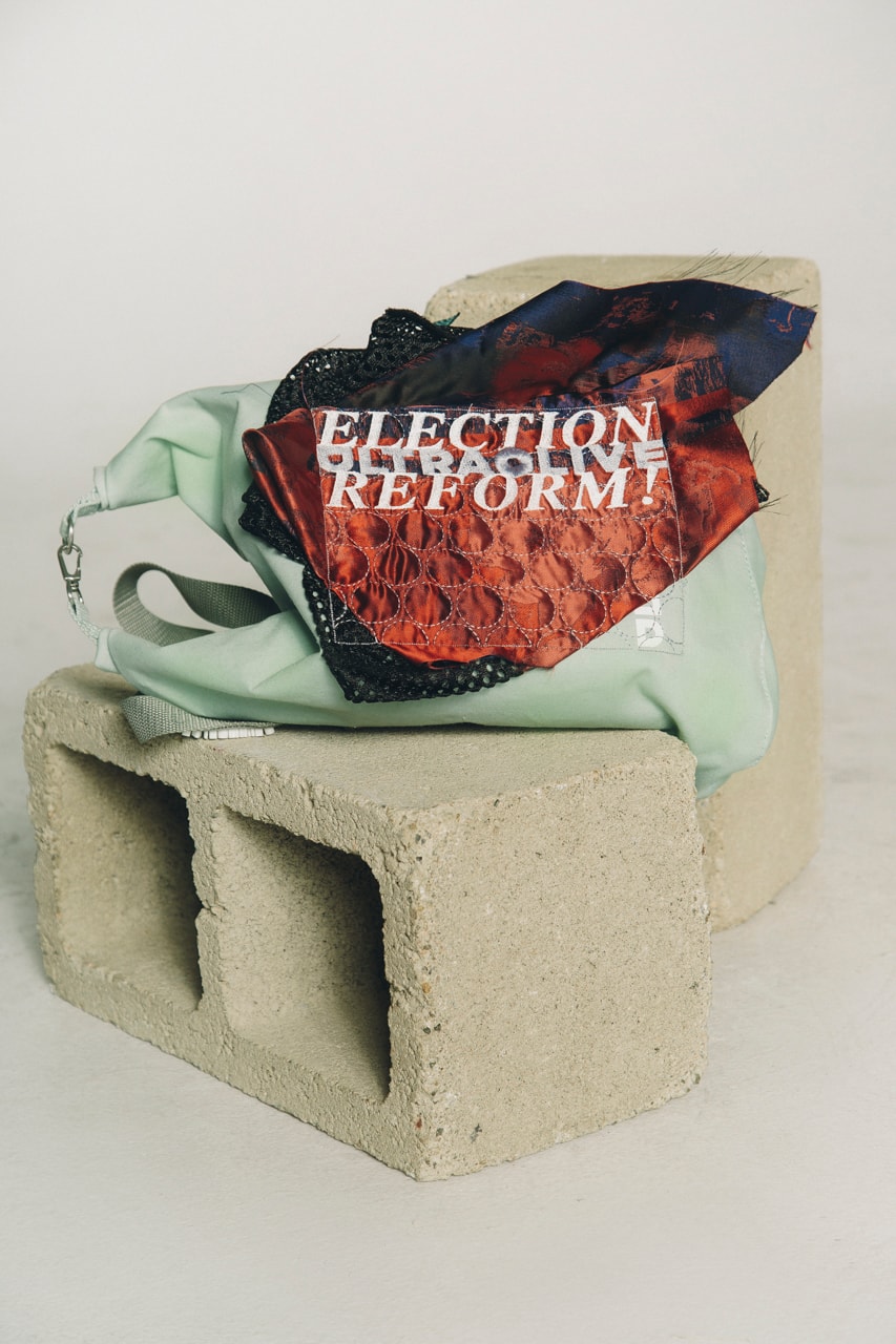 ULTRAOLIVE x Election Reform! Voting Collection midterm election Brendan Fowler recycled secondhand material diy bags hats accessories embroidery 