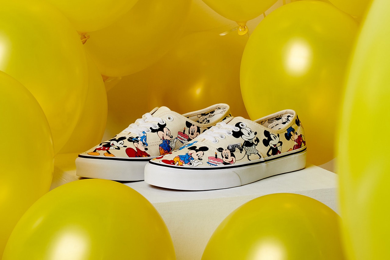 Disney Vans Mickey Mouse Authentic 90th Anniversary Long Sleeve T-shirt Cap Cartoon Character Birthday Special edition sneakers trainers footwear