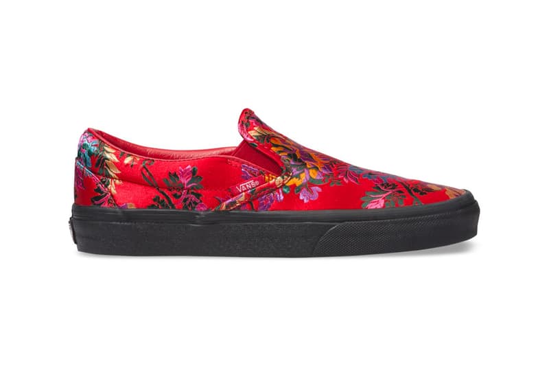 Vans Slip on festival satin embroidery floral flowers design ornate sneakers shoes trainers skating drops release news buy now cop