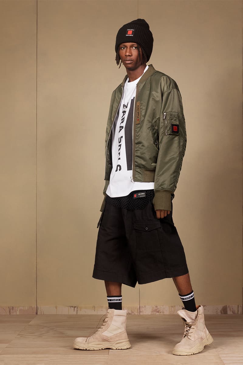 Zara "SRPLS" 2018 Lookbook Fashion Clothing Collection Cop Purchase Buy Items Military Streetwear Utilitarian Army Navy Khaki Bomber Camouflage Coat