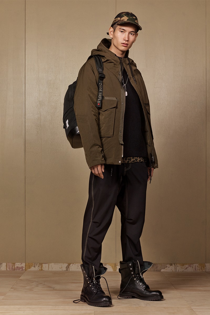 Zara "SRPLS" 2018 Lookbook Fashion Clothing Collection Cop Purchase Buy Items Military Streetwear Utilitarian Army Navy Khaki Bomber Camouflage Coat