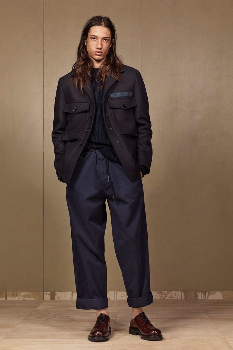 Zara "SRPLS" 2018 Lookbook Fashion Clothing Collection Cop Purchase Buy Items Military Streetwear Utilitarian Army Navy Khaki Bomber Camouflage Coat