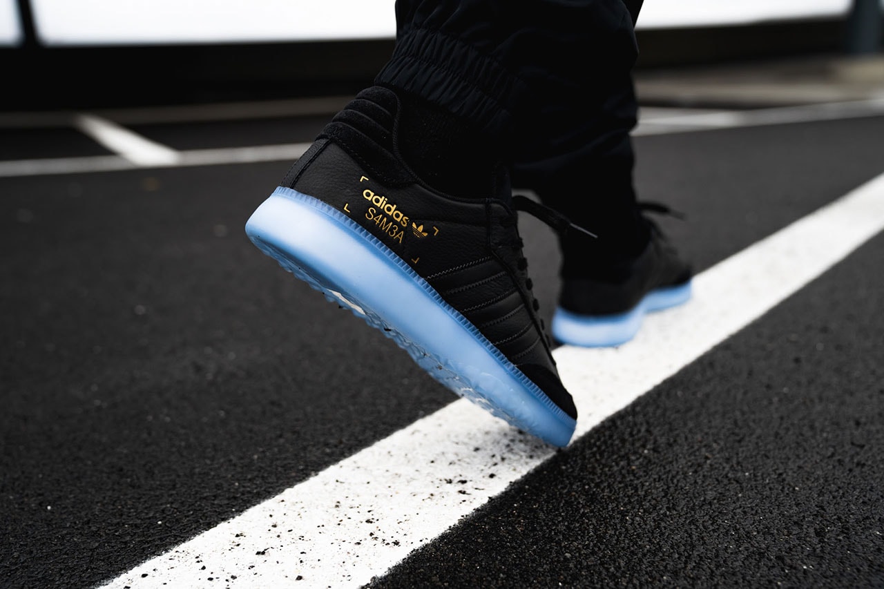 adidas samba boost rm black colorway sneaker release date info january 1 2019 drop shoe 32731 BD7476 blue sole originals