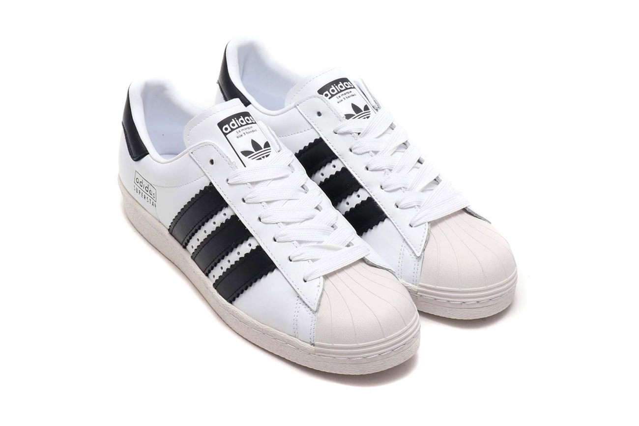 adidas Superstar 80s Enlarged Stripes atmos Running White/Core Black/Crystal White Core Black/Running White/Core Black Release Info price info sneaker colorway purchase stockist