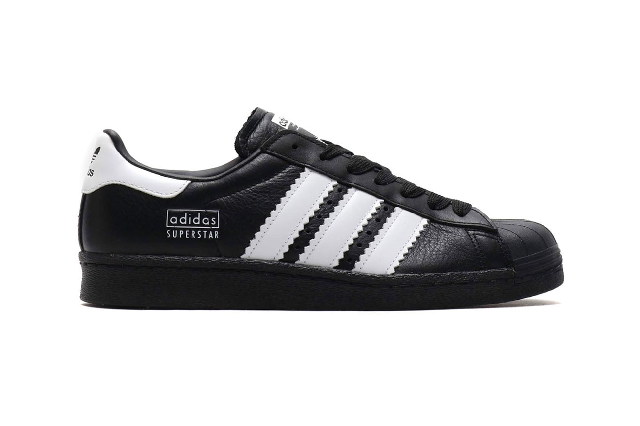 adidas Superstar 80s Enlarged Stripes atmos Running White/Core Black/Crystal White Core Black/Running White/Core Black Release Info price info sneaker colorway purchase stockist