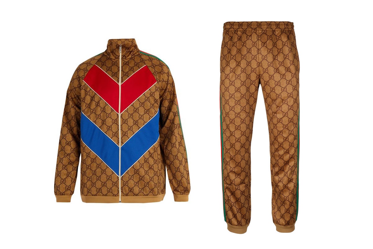 Gucci GG Supreme Logo Tracksuit Giveaway advent calendar brown logo blue red stripe jacket pants sweat