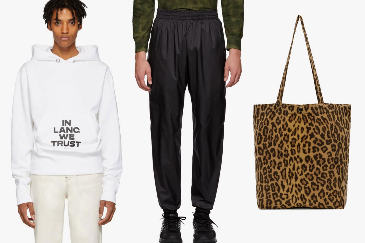SSENSE Exclusives Helmut Lang, GMBH, WACKO MARIA giveaway tote bag leopard print seher jogger lounge pants brian roettinger hoodie logo trust print graphic