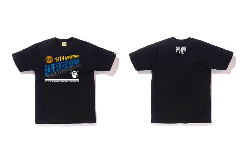 BAPE 14th Anniversary BAPE Store New York Tees black white ape head a bathing ape ape head nigo