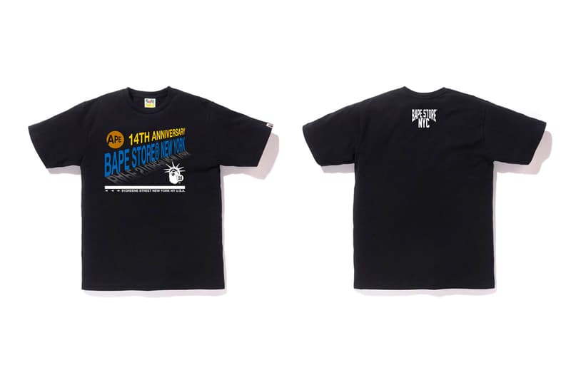 BAPE 14th Anniversary BAPE Store New York Tees black white ape head a bathing ape ape head nigo