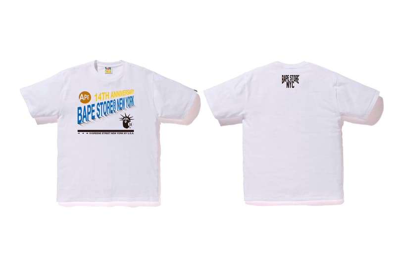 BAPE 14th Anniversary BAPE Store New York Tees black white ape head a bathing ape ape head nigo