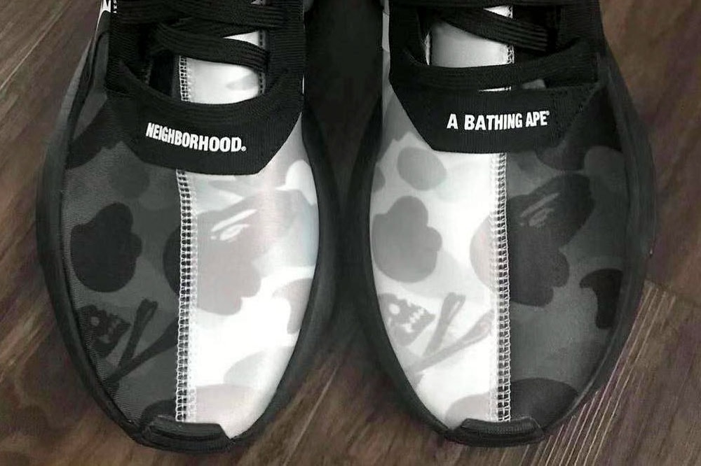 BAPE x NEIGHBORHOOD x adidas POD-S3.1 First Look sneaker collaboration release date colorway grey a bathing ape footwear hypebeast streetwear price resell
