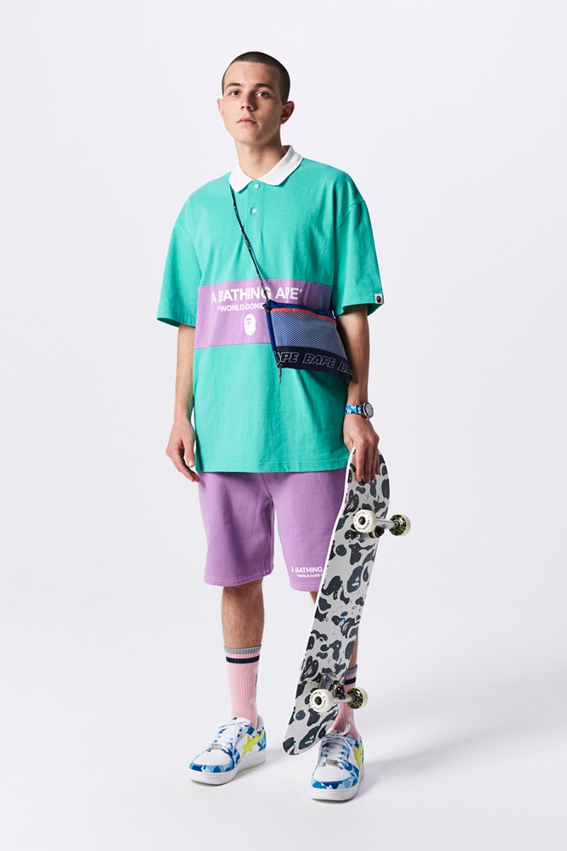 BAPE a bathing ape spring summer 2019 collection lookbook drop release date info japan shark hoodie logo mouth tee shirt jeans shoes sneakers bapesta