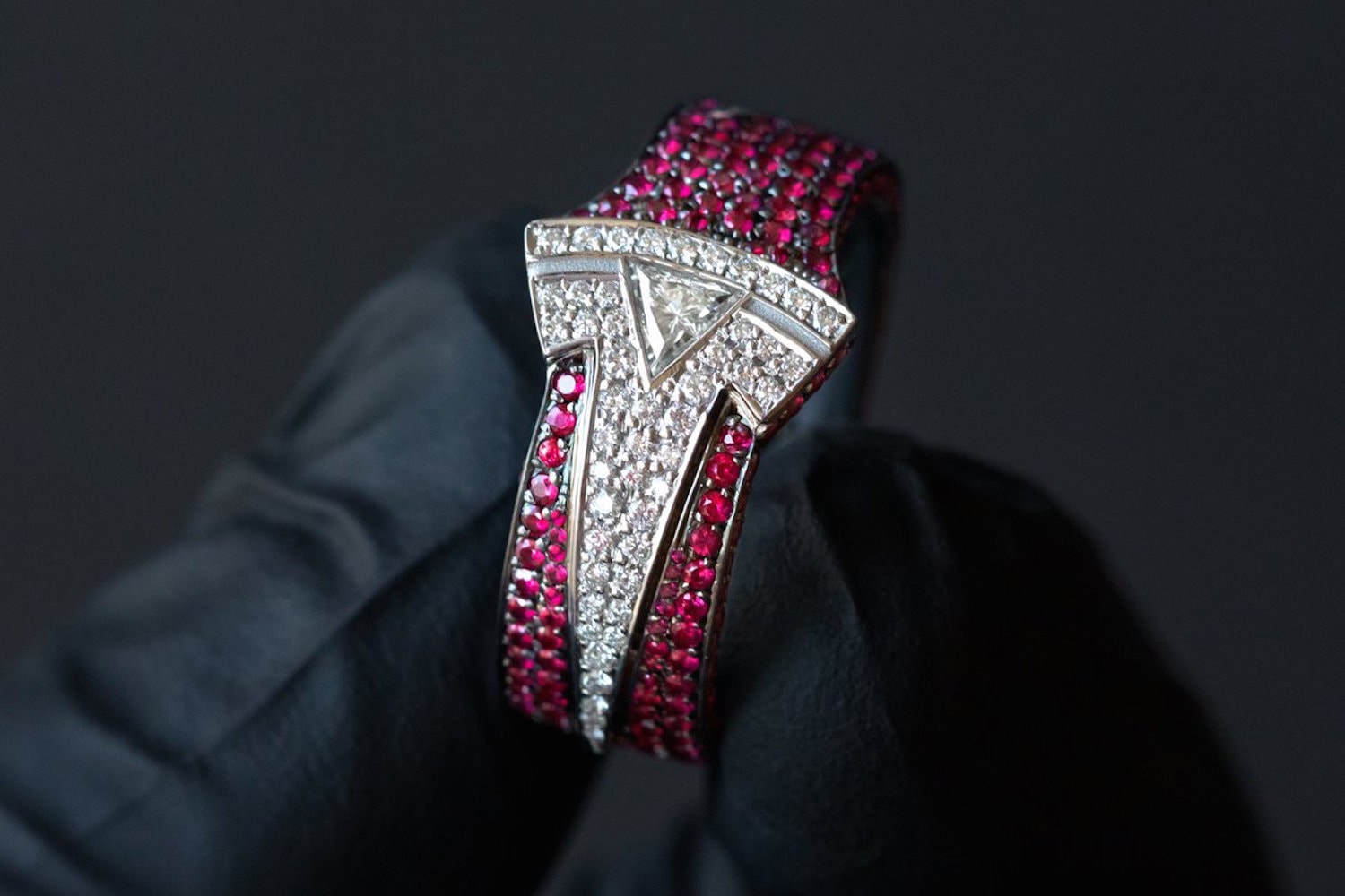 Ben Baller Custom Tesla Ring for Elon Musk 1 of 1 diamonds ruby rubies automotive