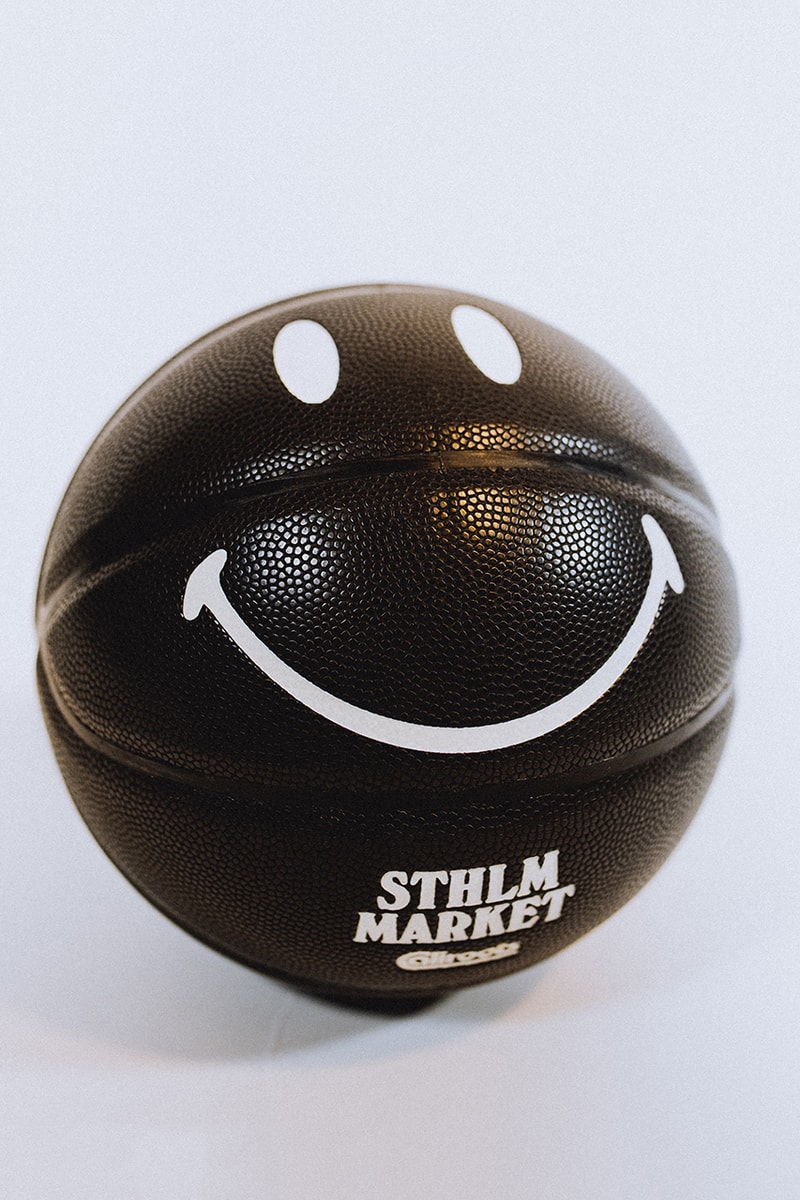 chinatown market caliroots collaboration exclusive tee shirt basketball smiley face black stockholm december 17 2018 release date info buy glow in the dark