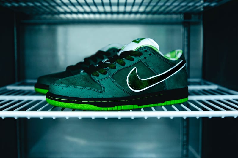 green lobster dunks on feet