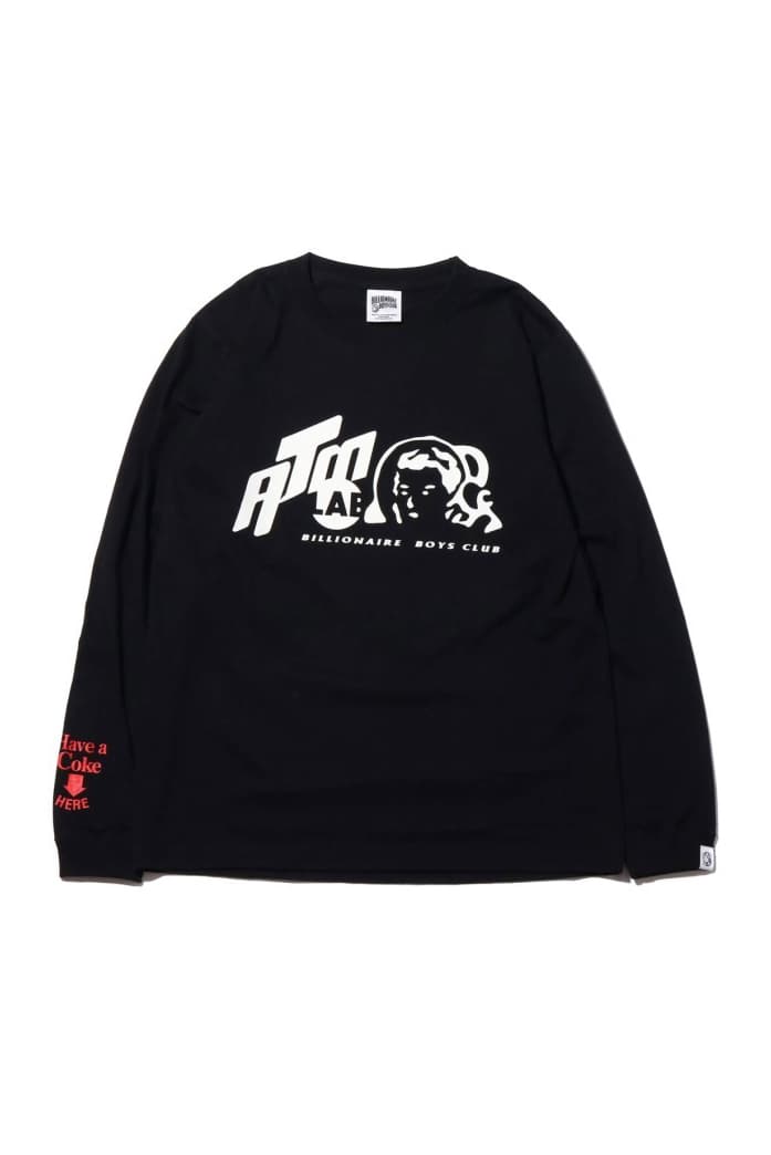 billionaire boys club atmos lab coca cola collaboration capsule drop release date info coaches jacket tee shirt sweater logo advertisement print red white black graphic december 29 2018 japan