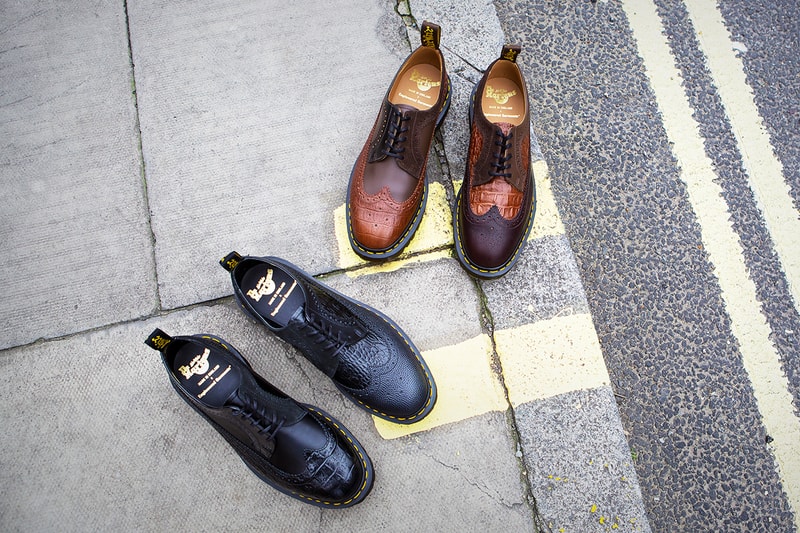 Engineered Garments Dr. Martens Collab Restock irregular longwing brogue brown black colorway release buy drop release date december 22 2018